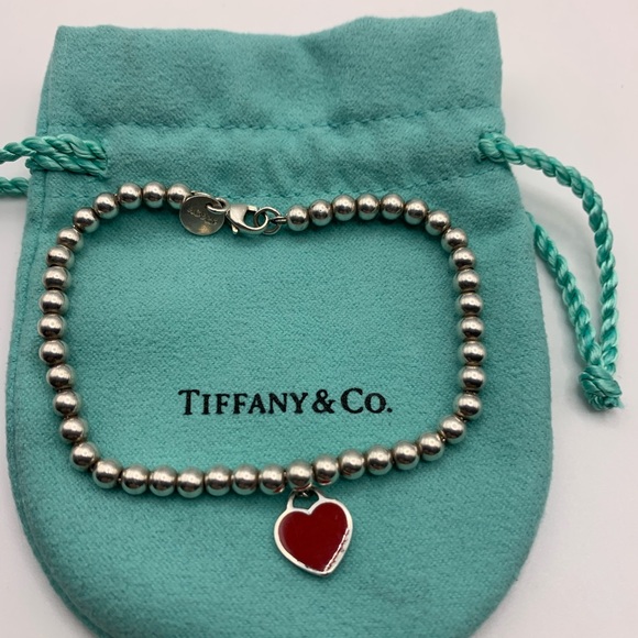 Tiffany & Co. Jewelry - Authentic Tiffany & Co Red Mini-Tag Bead Bracelet